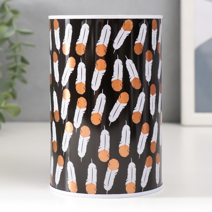 Копилка металл Копилка металл "Пёрышки" МИКС 8х8х12,5 см