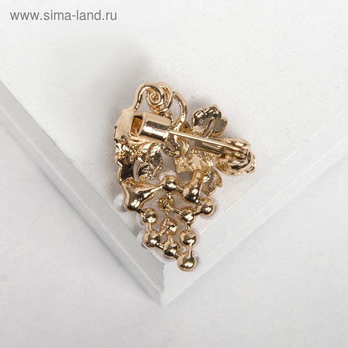 Брошь &laquo;Виноград&raquo; мини, цвет белый в золоте