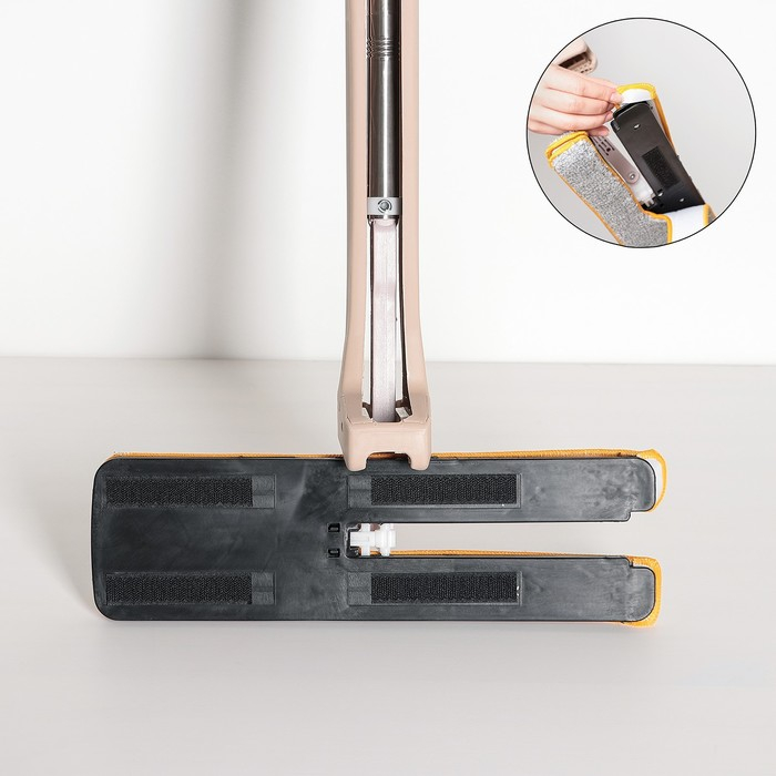 Швабра с отжимом Доляна, двусторонняя насадка из микрофибры 38×12 см, стальная ручка 134 см Швабра с отжимом Доляна, двусторонняя насадка из микрофибры 38×12 см, стальная ручка 134 см