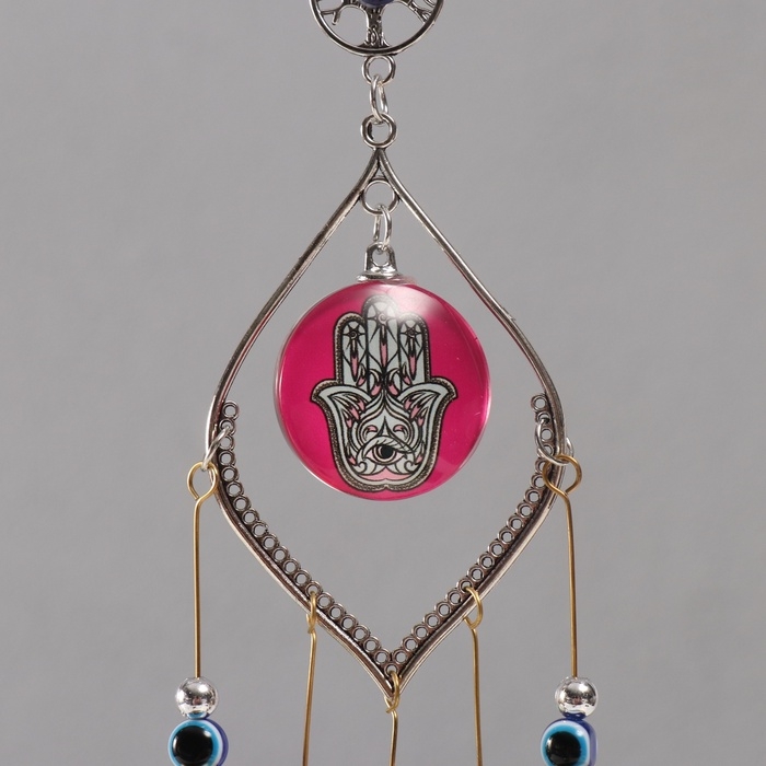 Музыка ветра металл от сглаза Музыка ветра металл от сглаза "Рука Фатимы" 5 колокольчиков 36 см