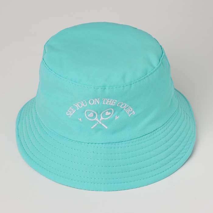 Панама детская для девочки «Ракетки», цвет бирюзовый, р-р 54 Панама детская для девочки «Ракетки», цвет бирюзовый, р-р 54