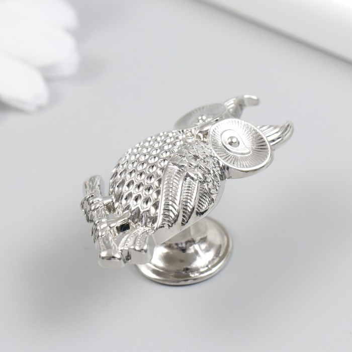 Ручка для шкатулки металл Ручка для шкатулки металл "Филин на ветке" серебро 5,2х2,2 см