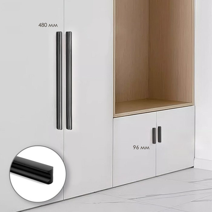 Ручка-скоба CAPPIO RSC022, алюминий, м/о 96 мм, цвет черный Ручка-скоба CAPPIO RSC022, алюминий, м/о 96 мм, цвет черный