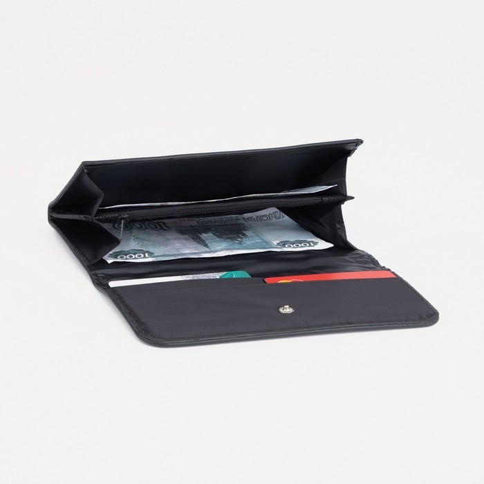 Кошелёк женский на кнопке, цвет чёрный Кошелёк женский на кнопке, цвет чёрный