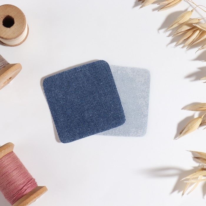 Набор заплаток для одежды &laquo;Синий спектр&raquo;, квадратные, клеевые, 4,3 &times; 4,3 см, 5 шт