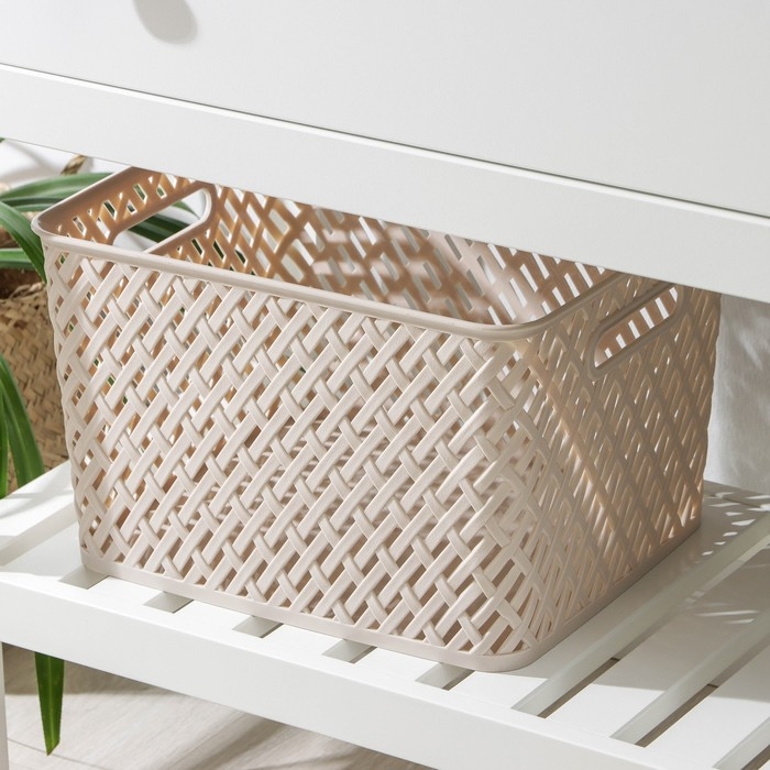 Корзина для хранения «Плетёнка», 35×29×22,5 см, цвет бежевый