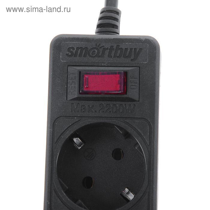Сетевой фильтр Smartbuy One, 5 розеток, 5 м, 10 А, 2200 Вт, с з/к, черный Сетевой фильтр Smartbuy One, 5 розеток, 5 м, 10 А, 2200 Вт, с з/к, черный