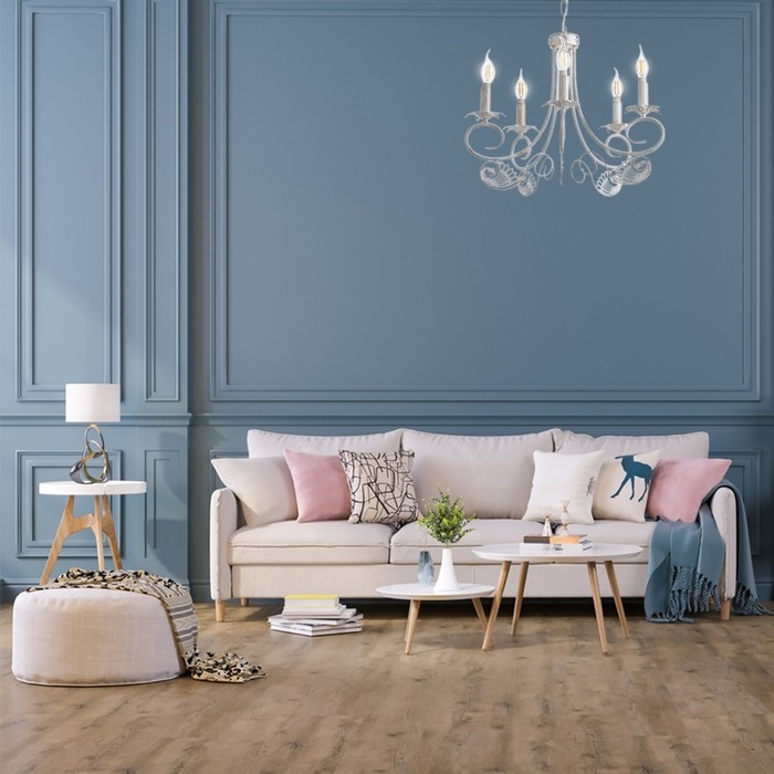 Люстра Люстра "Элессия" 5xE14 40Вт белый с золотой патиной 55х55х41,5-100 см BayerLux