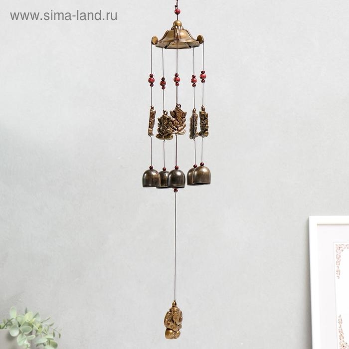 Музыка ветра металл 5 колокольчиков 6 фигурок Музыка ветра металл 5 колокольчиков 6 фигурок "Ганеша" h=54 см