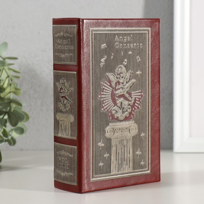 Сейф-книга дерево, кожзам  Сейф-книга дерево, кожзам "Ангел играет на мандолине" тиснение 17х11х5 см
