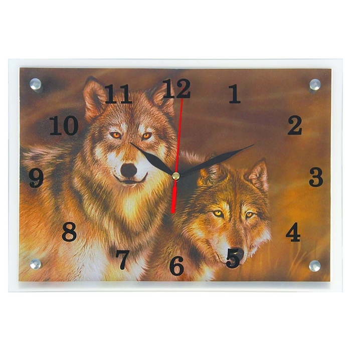 Часы-картина настенные, интерьерные  Часы-картина настенные, интерьерные "Волки" бесшумные, 25 х 35 см