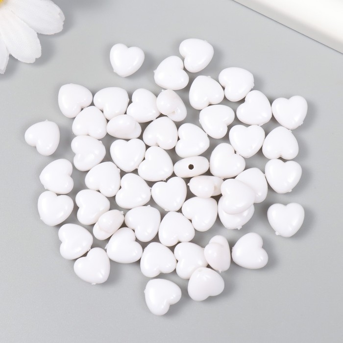 Бусины пластик Бусины пластик "Сердечко белоснежное" набор 20 гр 0,6х1х1 см