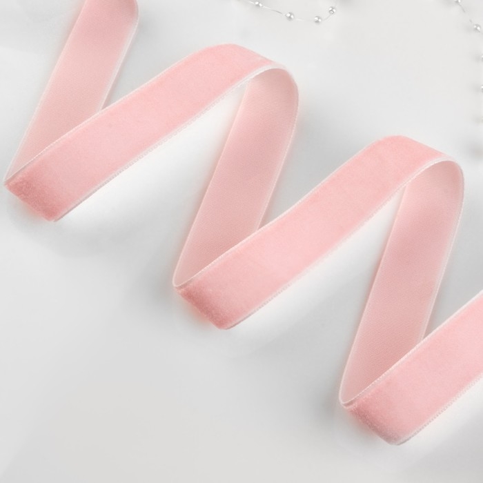 Лента бархатная, 20 мм, 18 ± 1 м, цвет розовый №08