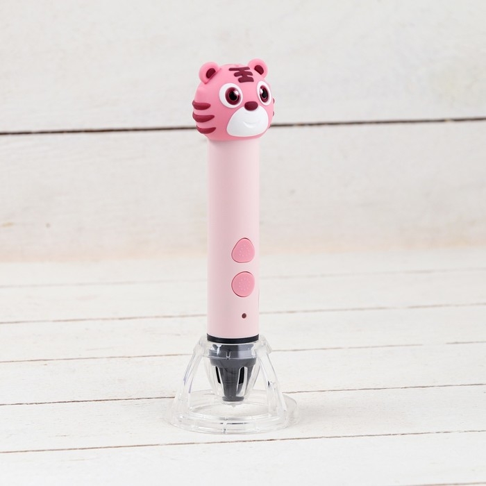 3D ручка Тигрёнок, работа с пластиком PLA, USB кабель питания, розовая 3D ручка Тигрёнок, работа с пластиком PLA, USB кабель питания, розовая
