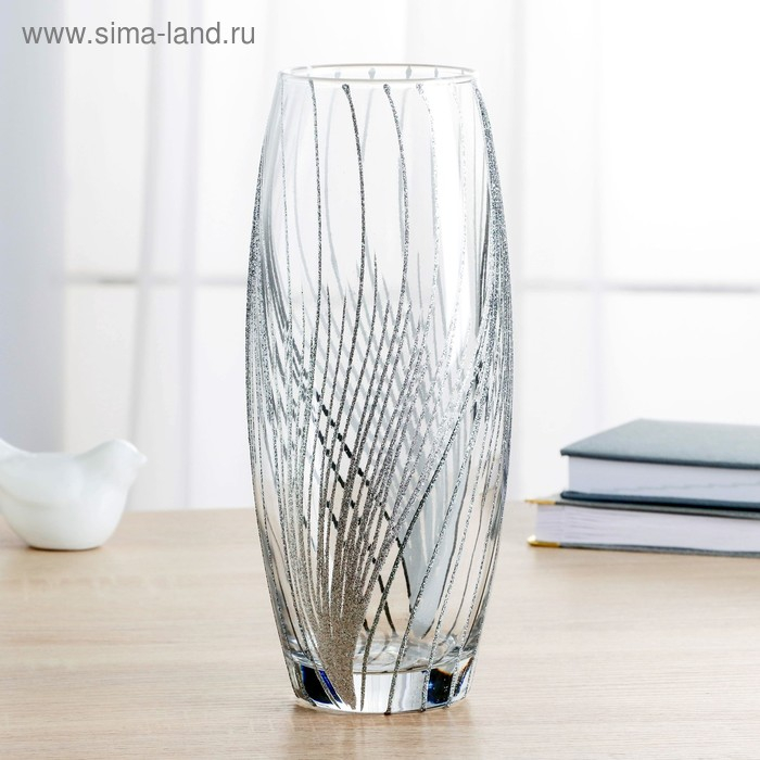 Ваза Ваза "Роскошное серебро" 8х11х26 см прозрачная