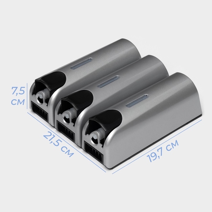 Диспенсер для мыла SAVANNA, механический, 3 отсека по 350 мл: шампунь, кондиционер, гель, серый Диспенсер для мыла SAVANNA, механический, 3 отсека по 350 мл: шампунь, кондиционер, гель, серый