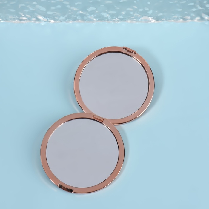 Зеркало складное «Волны», d = 7,5 см, цвет розовое золото Зеркало складное «Волны», d = 7,5 см, цвет розовое золото