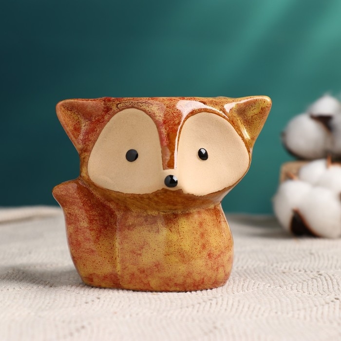 Горшок Горшок "Лисенок Фред" рыжий, 8х9х9см