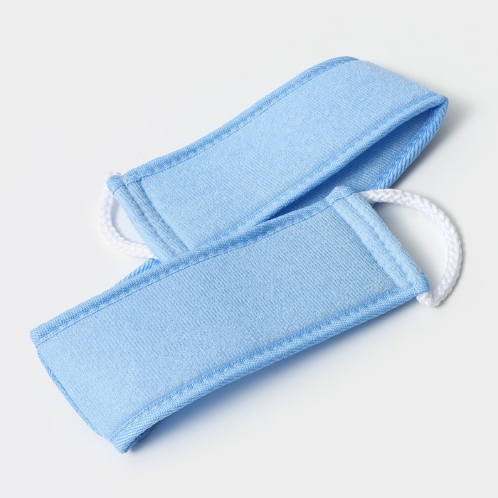 Мочалка для тела Доляна &laquo;Шашки&raquo;, длинная, 70 см, цвет голубой