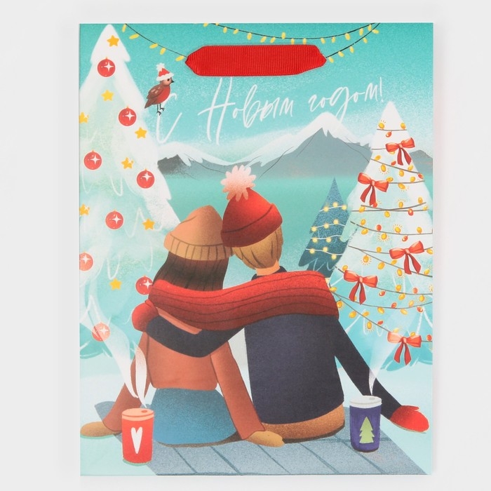 Пакет подарочный новогодний ламинированный «Любовь», MS 18 х 23 х 10 см, Новый год Пакет подарочный новогодний ламинированный «Любовь», MS 18 х 23 х 10 см, Новый год