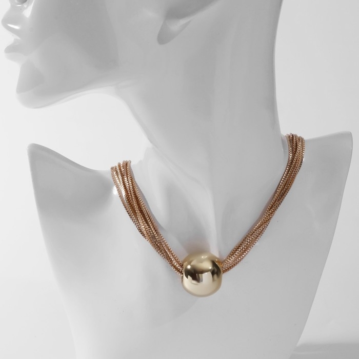 Бусы «Стерео» бусина, 10 нитей, цвет золото, 40 см