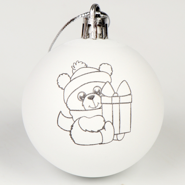 Ёлочные шары под раскраску на новый год «Волшебный подарок», 2 шт, новогодний набор для творчества Ёлочные шары под раскраску на новый год «Волшебный подарок», 2 шт, новогодний набор для творчества