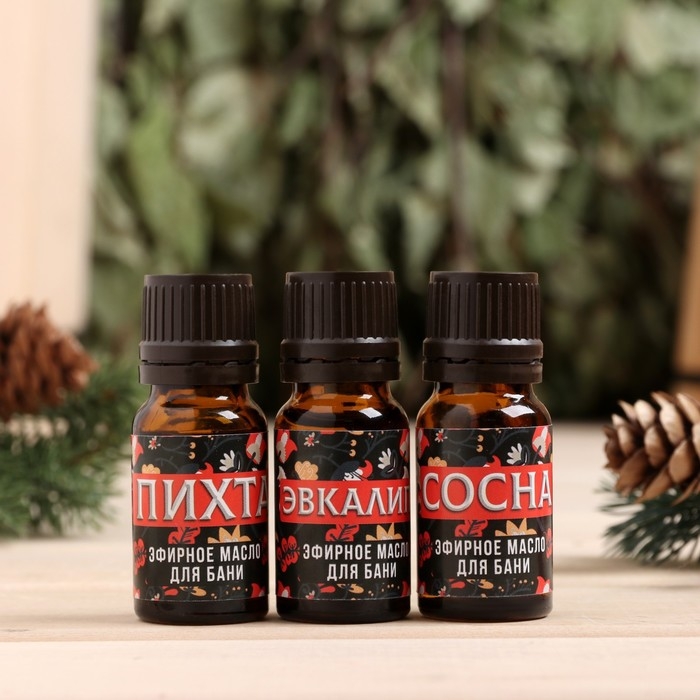 Набор эфирных масел 3 шт по 10 мл Набор эфирных масел 3 шт по 10 мл "Достатка и благополоучия!", пихта, эвкалипт, сосна