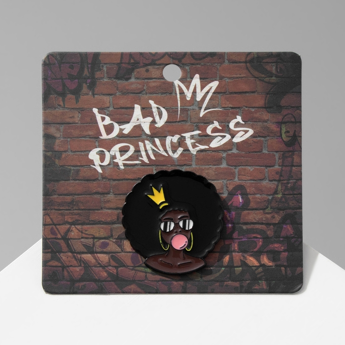 Значок Значок "Девушка" уличный стиль, цвет коричнево-чёрный в чёрном металле