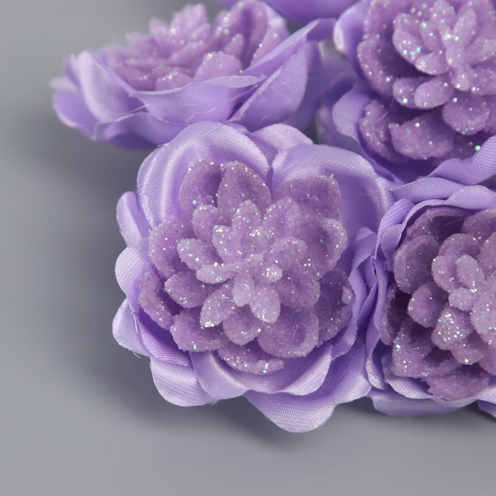 Декор для творчества "Камелия" фиолетовый (1 набор=1 букет) в букете 6 шт 4х11 см