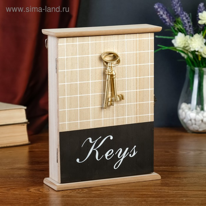 Ключница дерево 5 крючков Ключница дерево 5 крючков "Ключи и клетка" 26х19х6 см