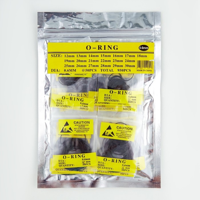 Набор уплотнительных колец на заднюю крышку часов, 950 шт, 12-30 мм, толщина 0.6 мм