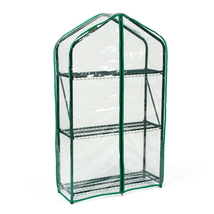Парник-стеллаж, 3 полки, 110 × 65 × 22 см, металлический каркас d = 16 мм, чехол плёнка 100 мкм Парник-стеллаж, 3 полки, 110 × 65 × 22 см, металлический каркас d = 16 мм, чехол плёнка 100 мкм