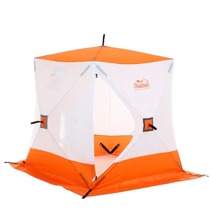 Палатка зимняя куб СЛЕДОПЫТ 1.8 х 1.8 м, ткань Oxford, цвет оранжево-белый Палатка зимняя куб СЛЕДОПЫТ 1.8 х 1.8 м, ткань Oxford, цвет оранжево-белый
