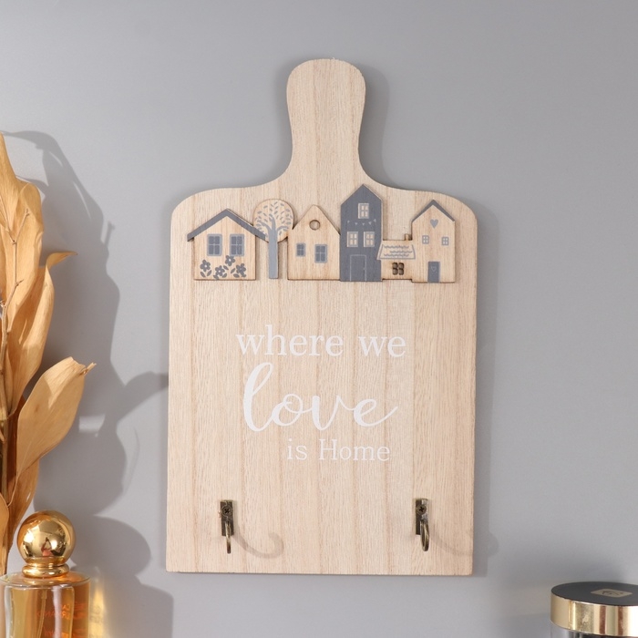 Крючки декоративные дерево Крючки декоративные дерево "Домики" 3х16х27 см