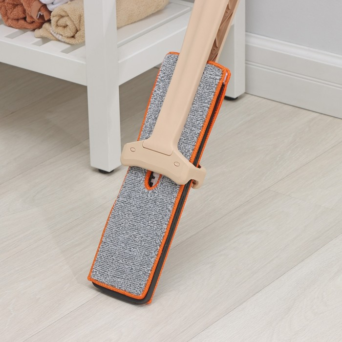 Швабра с отжимом Доляна, двусторонняя насадка из микрофибры 38×12 см, стальная ручка 134 см Швабра с отжимом Доляна, двусторонняя насадка из микрофибры 38×12 см, стальная ручка 134 см