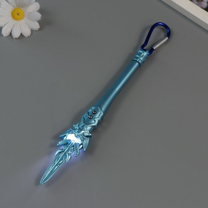 Фонарик свет на карабине  Фонарик свет на карабине "Меч" мигает, 3 режима, ультрафиолет, лазер  2х3х19 см МИКС