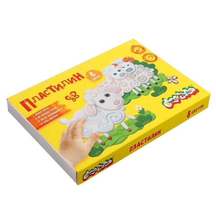 Пластилин 8 цветов 120 г,  Пластилин 8 цветов 120 г, "Каляка-Маляка", со стеком