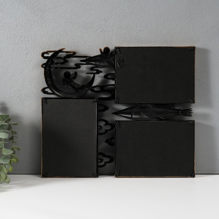 Фоторамка пластик на 3 фото 10х15 см  Фоторамка пластик на 3 фото 10х15 см "Космонавт на луне" тёмное золото 1,5х32,8х28 см