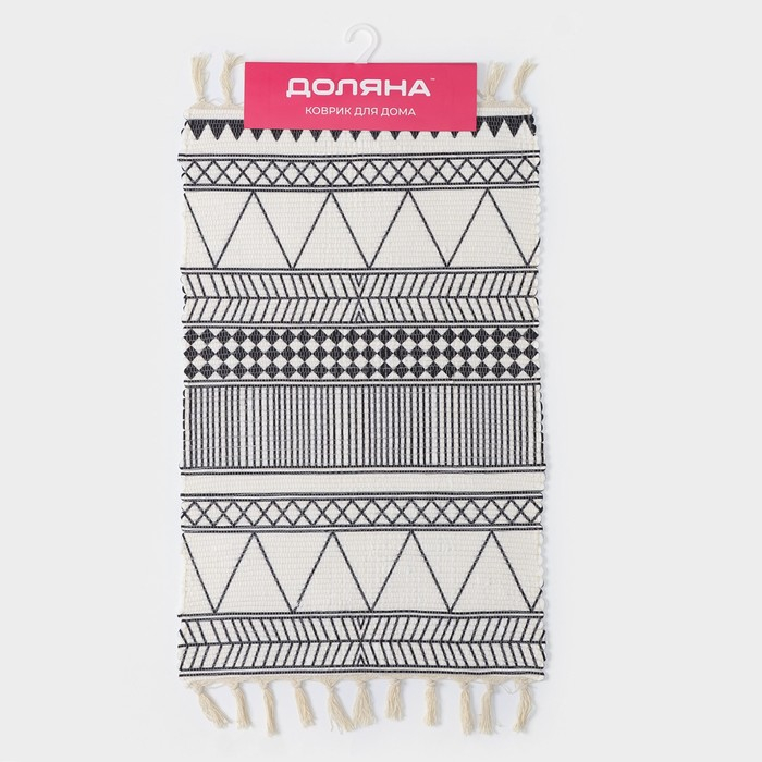 Коврик Доляна «Индиго», 47×80 см, цвет чёрно-белый