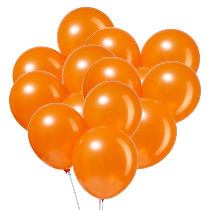Шар латексный 12", металл, набор 100 шт., цвет оранжевый