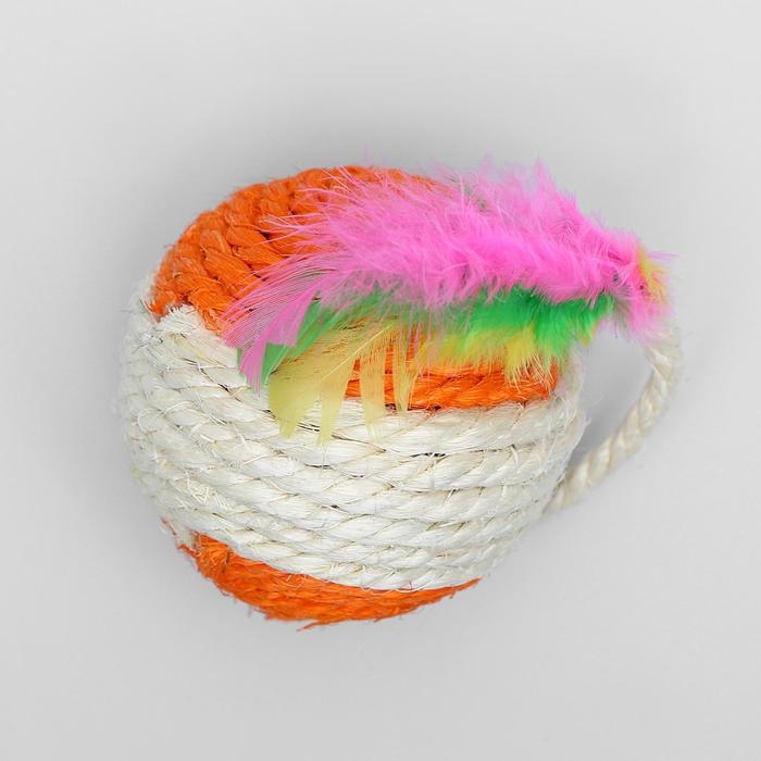 Шар из сизали с перьями  Шар из сизали с перьями "Лоретта", 6.5 см, микс цветов