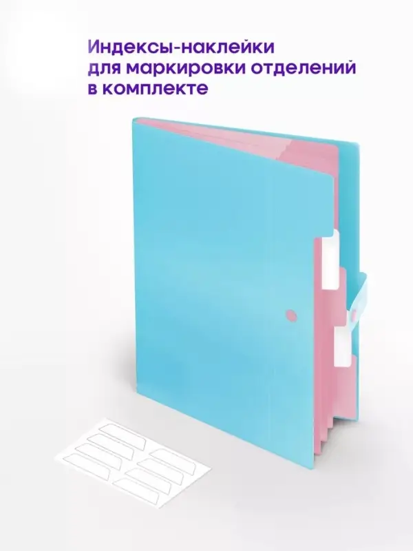Папка А4, 5 отделений, Calligrata, 600 мкм, на кнопке, голубая, матовая Папка А4, 5 отделений, Calligrata, 600 мкм, на кнопке, голубая, матовая