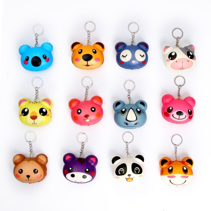 Мялка-сквиши «Животные» на брелоке, виды МИКС Мялка-сквиши «Животные» на брелоке, виды МИКС