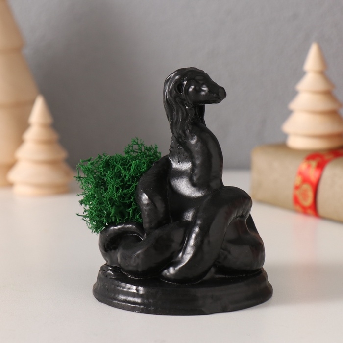 Сувенир  Сувенир "Змея Гликон" со мхом  6,5*8,5*3 см черная (мох зелен стабил)