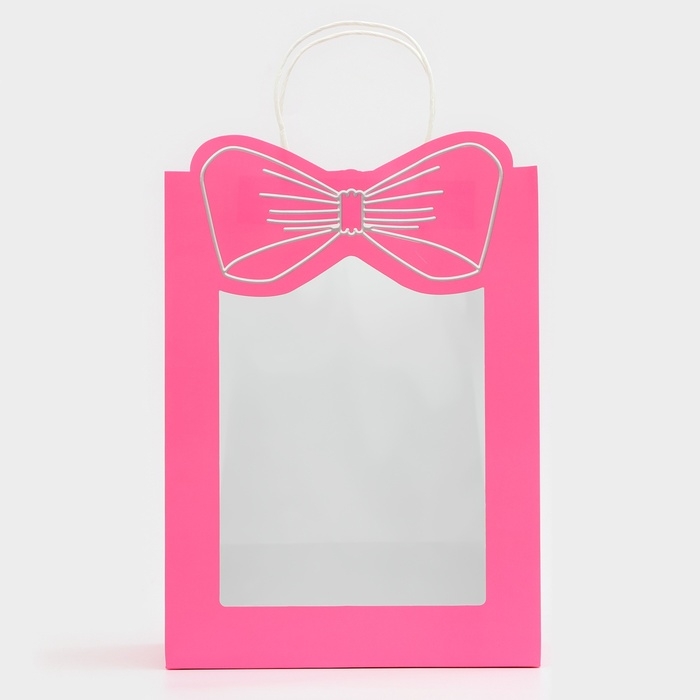 Пакет подарочный новогодний с окном Пакет подарочный новогодний с окном "Бант" 26 х 35 х 15 см.