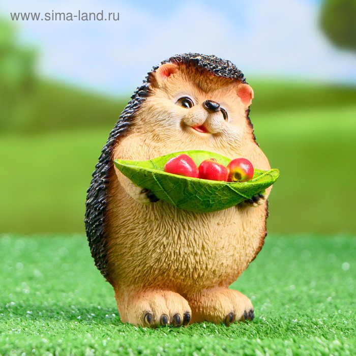 Садовая фигура  Садовая фигура "Ежик с листочком" 12х11х16см