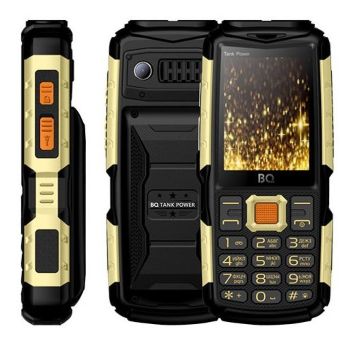 Сотовый телефон BQ M-2430 Tank Power, 2.4 Сотовый телефон BQ M-2430 Tank Power, 2.4", 2 sim, microSD, 4000мАч, золотистый