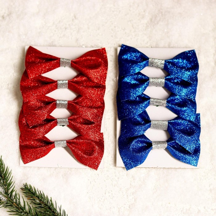 Новогодний декор на ёлку «Бантики» набор 5 шт., цвет МИКС Новогодний декор на ёлку «Бантики» набор 5 шт., цвет МИКС