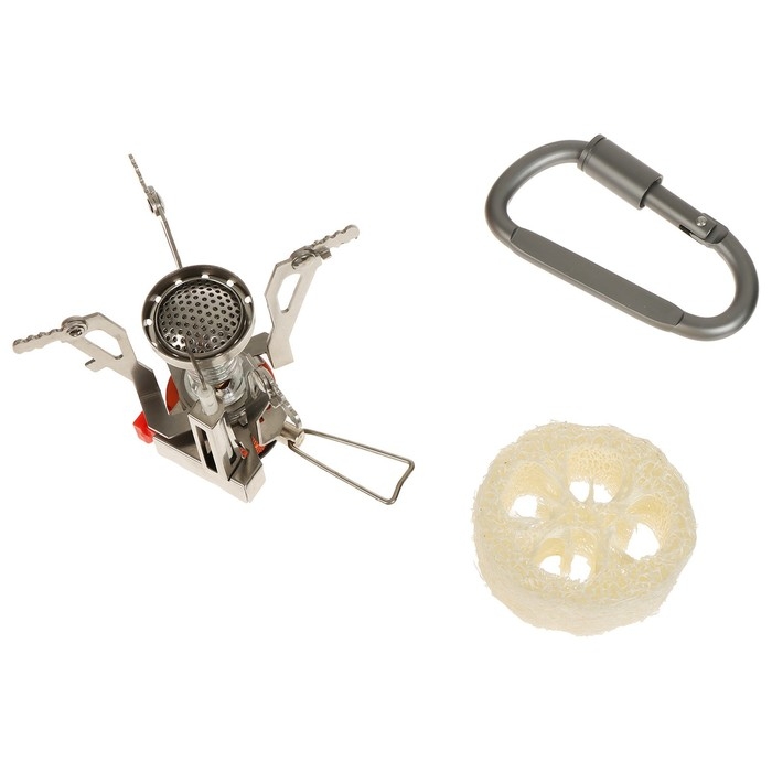 Набор туристической посуды Maclay: 2 кастрюли, приборы, горелка, 3 миски, лопатка, карабин