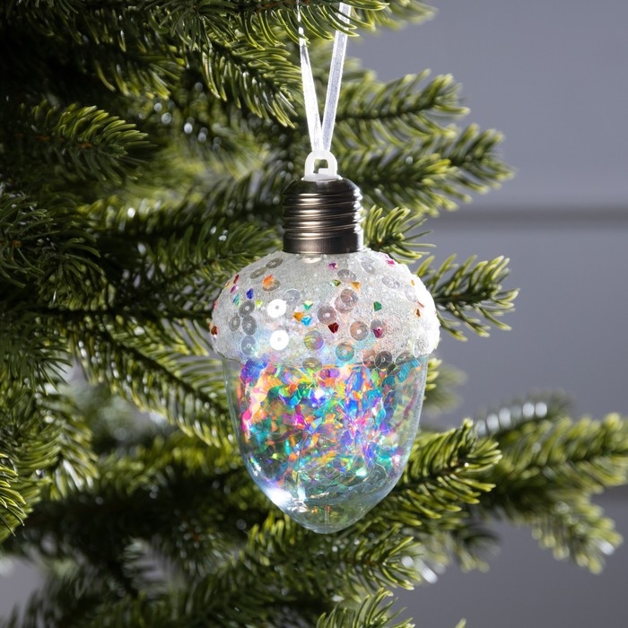 Ёлочный шар «Жёлудь», батарейки, 4 LED, свечение тёплое белое Ёлочный шар «Жёлудь», батарейки, 4 LED, свечение тёплое белое